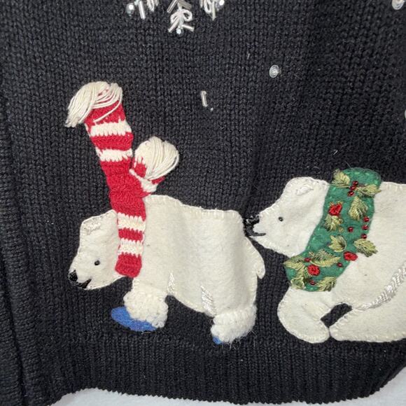 VTG Y2K Heirloom Collectibles Size XL Christmas Cardigan Snowflakes Polar Bears - Picture 4 of 11
